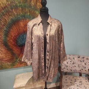 Gold Paisley Button-Up Shirt